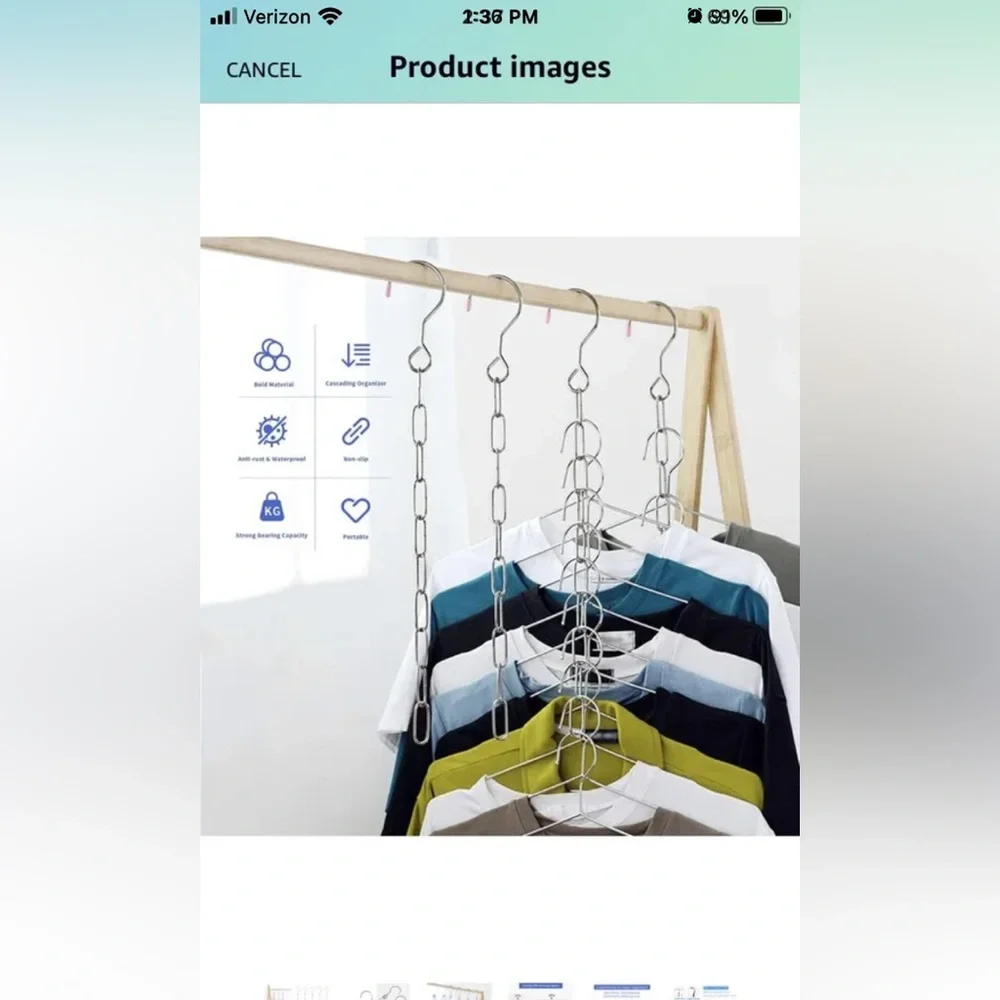 10 space Saving Heavy Duty Metal Chain Hangers for closet storage organization